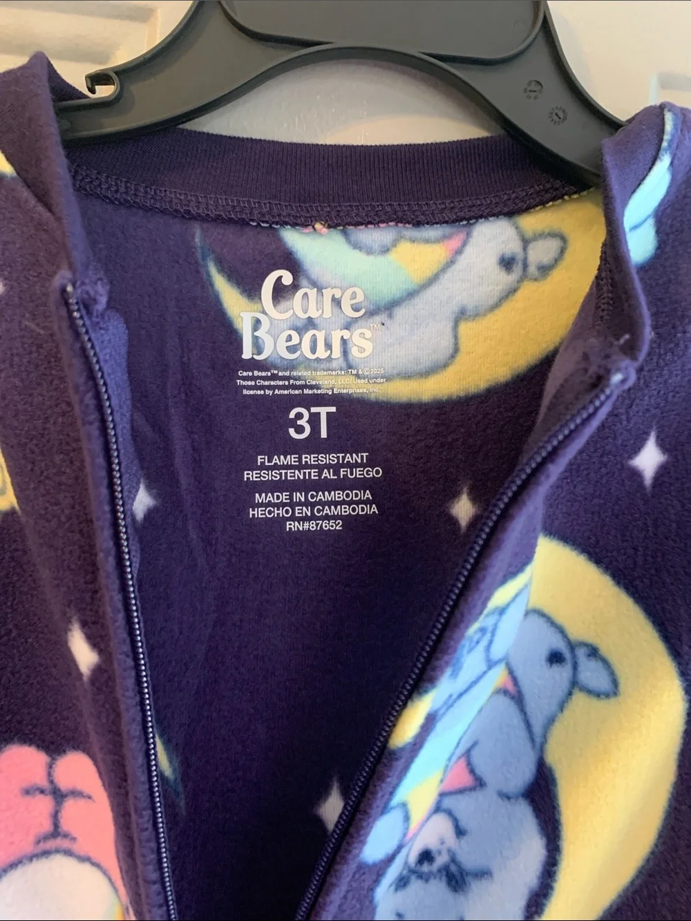 Care Bears Fleece Zip-Up Size 3T NEW One-Piece Pajamas Skid-Proof Feet bottoms